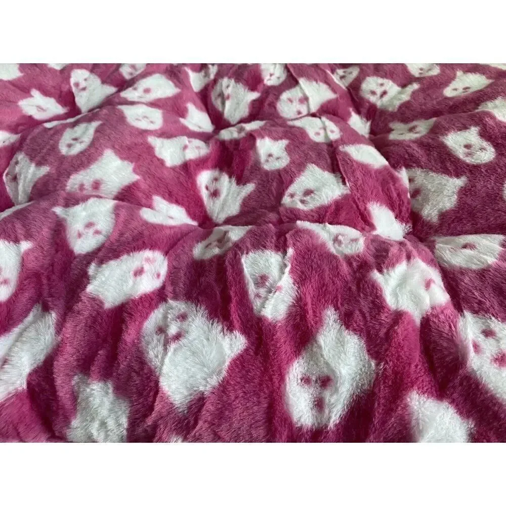 Storehouse Pink Ghosts Halloween Faux Fur Pillow Pet BED Super Soft 36 X 23” NEW